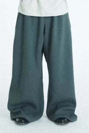 Cabbage Green Wide-Leg Knit Pants