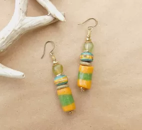 Krobo and Paper Bead Earrings