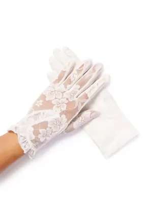 Lacey Floral Overlay Lace Gloves