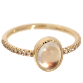 Moonstone & Diamond Yellow Gold Ring