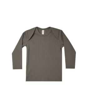 Ribbed Longsleeve Lap Tee – Charcoal